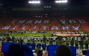 The crowd at Lambeau Field Sunday night offered a 70,000+ strong thank you to veterans.